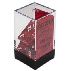 Translucent 7-Piece Dice Set (Red/White)