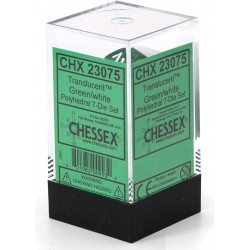 Translucent 7-Piece Dice Set (Green/White)