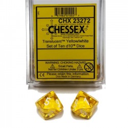 Translucent 10-Piece D10 Dice Set (Yellow/White)