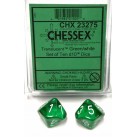 Translucent 10-Piece D10 Dice Set (Green/White)