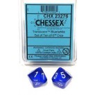 Translucent 10-Piece D10 Dice Set (Blue/White)