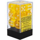 Translucent Set of 12 D6 Dice (Yellow/White)