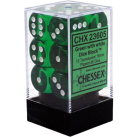 Translucent Set of 12 D6 Dice (Green/White)