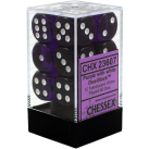 Translucent Set of 12 D6 Dice (Purple/White)