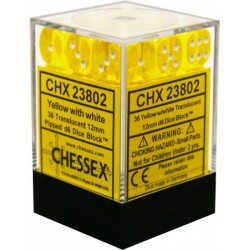 Translucent 36-Piece D6 Dice Set (Yellow/White)
