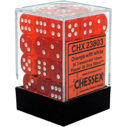 Translucent 36-Piece D6 Dice Set (Orange/White)