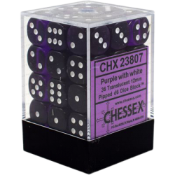 Translucent 36-Piece D6 Dice Set (Purple/White)