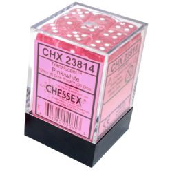 Translucent 36-Piece D6 Dice Set (Pink/White)