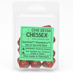 Speckled Set of D10 Dice (Strawberry)