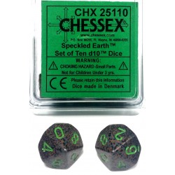 Speckled Set of D10 Dice (Earth)