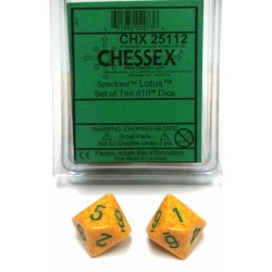 Speckled Set of D10 Dice (Lotus)