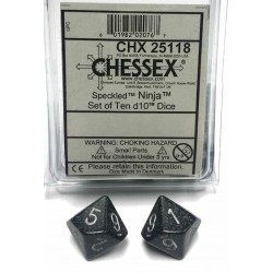 Speckled Set of D10 Dice (Ninja)