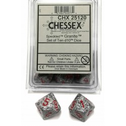 Speckled Set of D10 Dice (Granite)