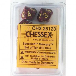 Speckled Set of D10 Dice (Mercury)