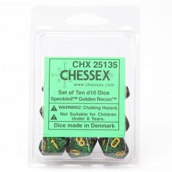 Speckled Set of D10 Dice (Golden Recon)