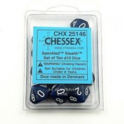 Speckled Set of D10 Dice (Stealth)