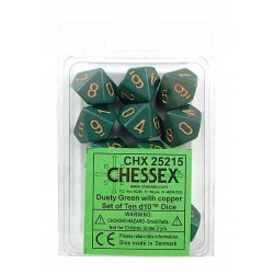 Speckled Set of D10 Dice (Dusty Green/Copper)