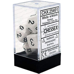 Opaque 7-Piece Dice Set (White/Black)