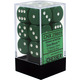 Opaque 12-Piece D6 Dice Set (Green/White)
