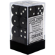 Opaque Set of 12 D6 Dice (Black/White)