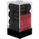 Opaque Set of 12 D6 Dice (Black/Red)
