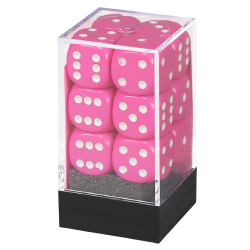 Opaque Set of 12 D6 Dice (Pink/White)