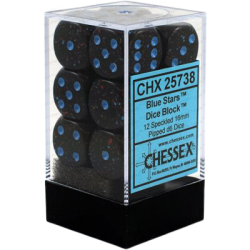 Speckled Set of 12 D6 Dice (Blue Stars)