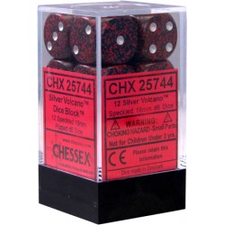 Speckled Set of 12 D6 Dice (Silver Volcano)