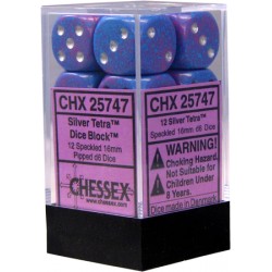 Speckled Set of 12 D6 Dice (Silver Tetra) 16mm