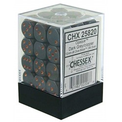 Opaque Set of 36 D6 Dice (Dark Grey/Copper) 12mm