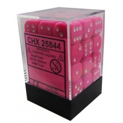 Opaque Set of 36 D6 Dice (Pink/White) 12mm