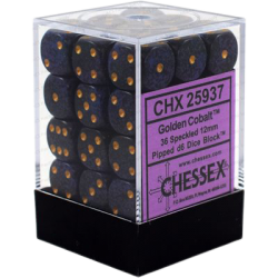 Speckled Set of 36 D6 Dice (Golden Cobalt)