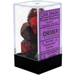 Gemini 7-Piece Dice Set (Purple-Red/Gold)