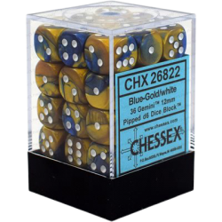 Gemini Set of 36 D6 Dice (Blue-Gold/White) 12mm