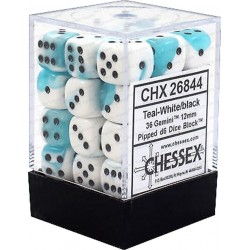 Gemini Set of 36 D6 Dice (Teal-White/Black) 12mm