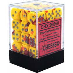 Gemini Set of 36 D6 Dice (Red-Yellow/Silver) 12mm