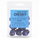 Scarab Set of 10 D10 Dice (Royal Blue/Gold)