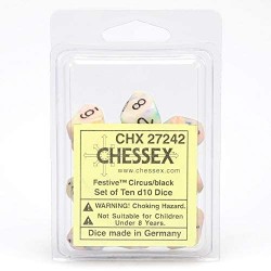 Festive Set of 10 D10 (Dice Circus/Black)