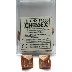 Glitter Set of 10 D10 Dice (Gold/Silver)
