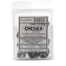 Borealis Set of 10 D10 Dice (Light Smoke/Silver) Luminary