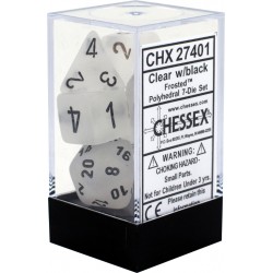 Frosted 7-Piece Dice Set (Clear/Black)