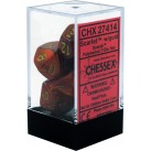 Scarab 7-Piece Dice Set (Scarlet/Gold)