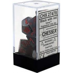 Velvet 7-Piece Dice Set (Black/Red)