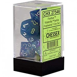 Festive 7-Piece Dice Set (Waterlily/White)