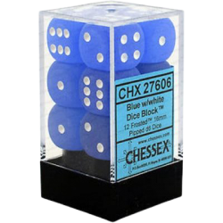 Frosted Set of 12 D6 Dice (Blue/White)