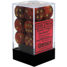 Scarab Set of 12 D6 Dice (Scarlet/Gold)