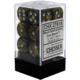 Leaf Set of 12 D6 Dice (Black Gold/Silver)