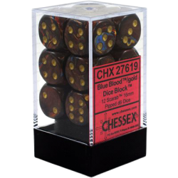 Scarab Set of 12 D6 Dice (Blue Blood/Gold)