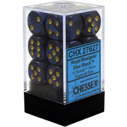 Scarab Set of 12 D6 Dice (Royal Blue/Gold)