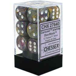 Festive Set of 12 D6 Dice (Carousel/White)